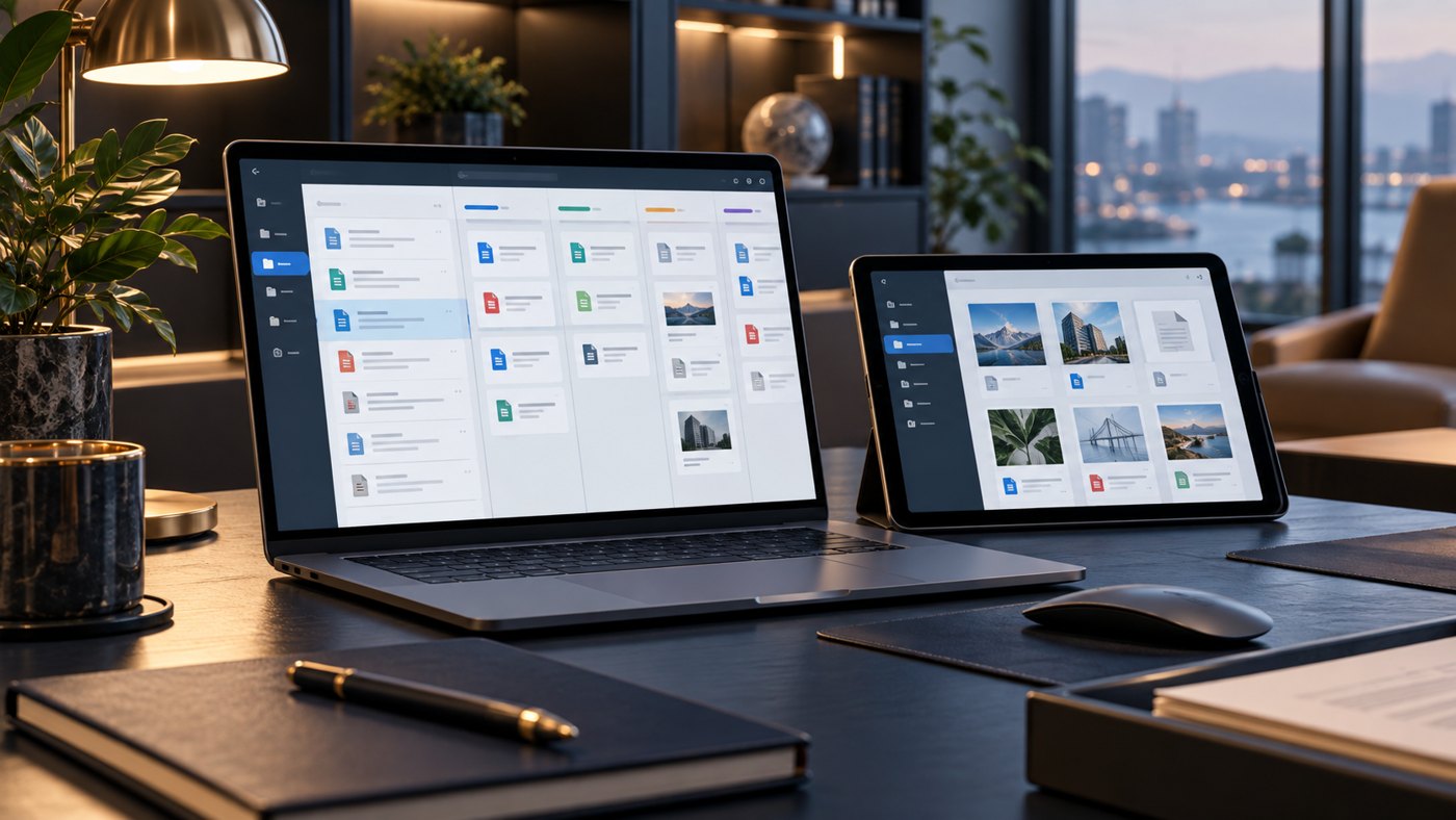 Business application workspace with organized records and workflow stages